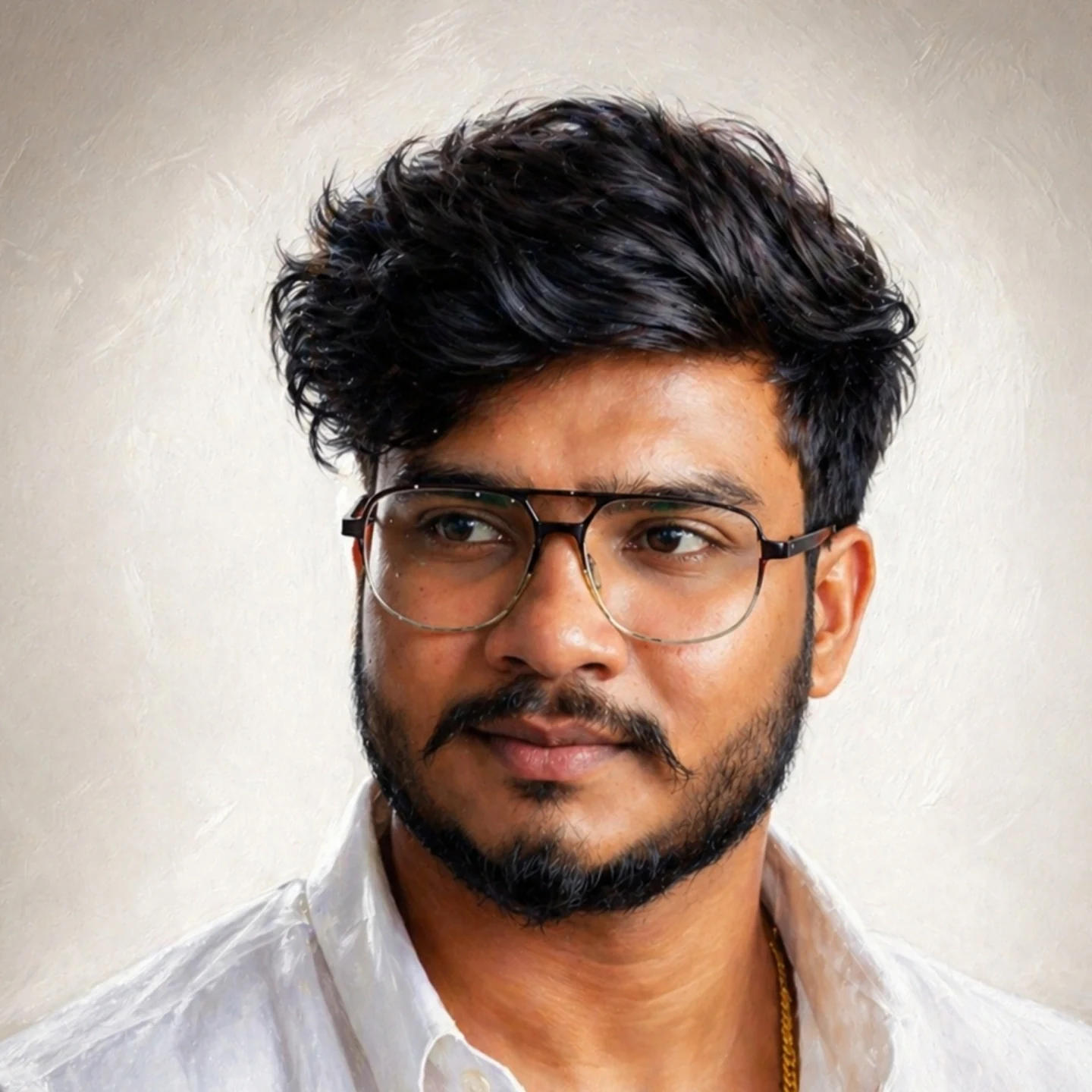 Portrait of Mahendra Chiravande wearing glasses